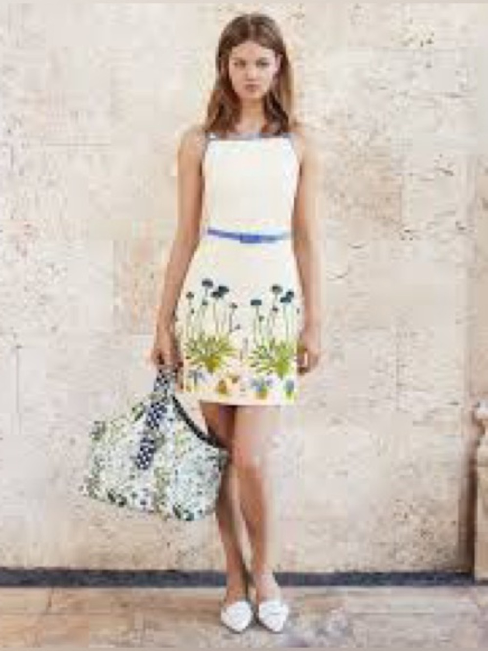 Tory Burch Emilia Dress Women Size 4 White Blue NWT Floral Botanical A-Line Mini
